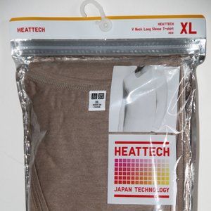 HEATTECH UNIQLO NWT Men V Neck Long Sleeve Beige T-Shirt  Size XL